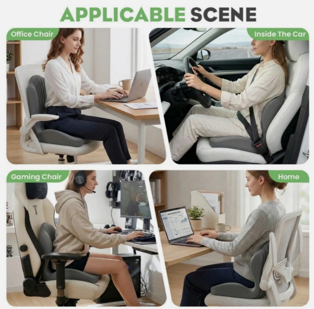 Ergonomic Back and Seat Cushion 2-in-1 with Lumbar Support & Tailbone Pain Relief view 4