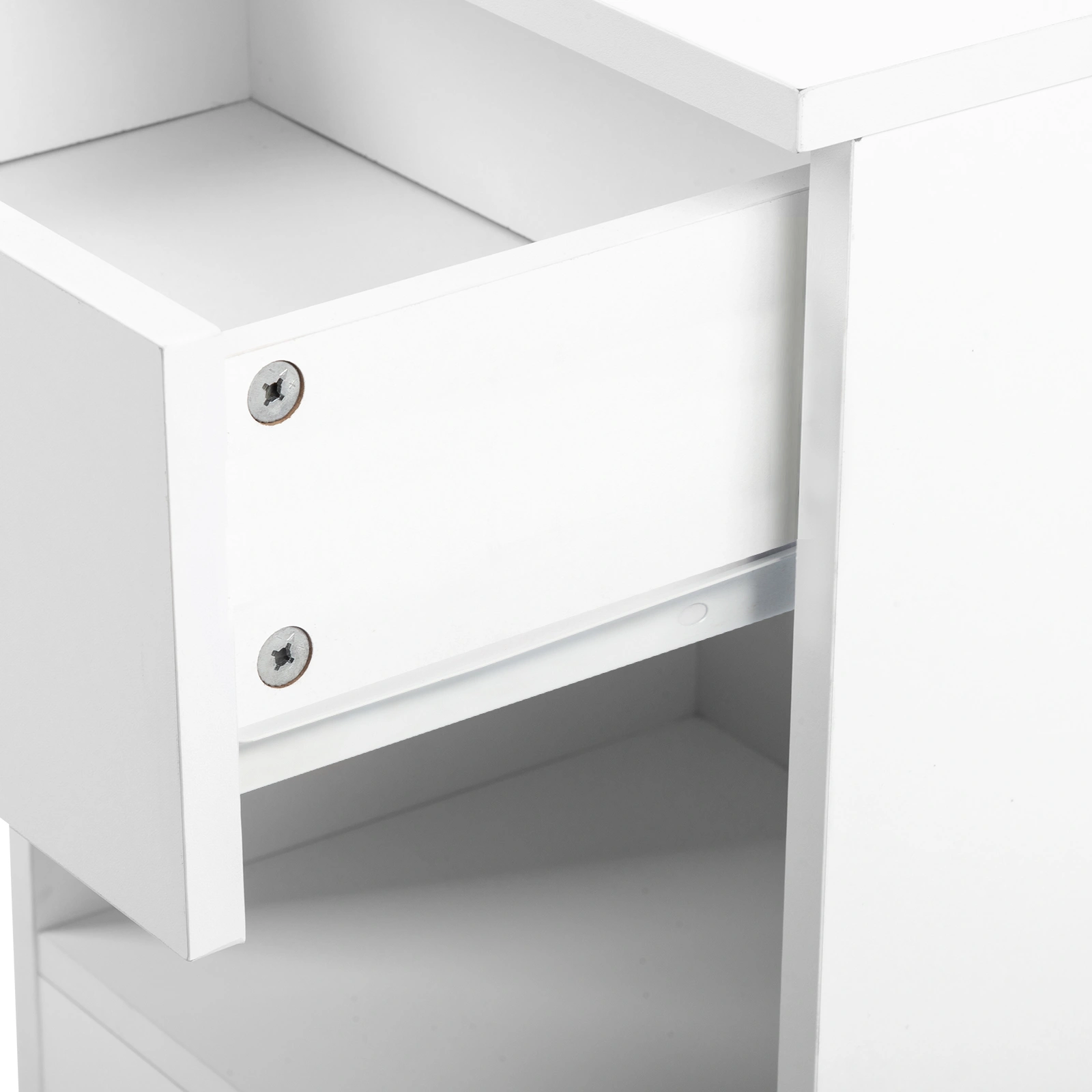2-Tier Nightstand Set of 2, Bedside Cabinet End Table for Bedroom Home Office, White view 16