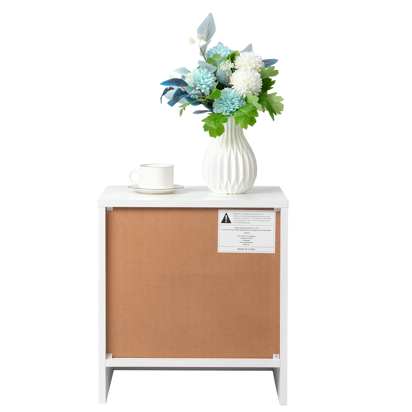 2-Tier Nightstand Set of 2, Bedside Cabinet End Table for Bedroom Home Office, White view 7