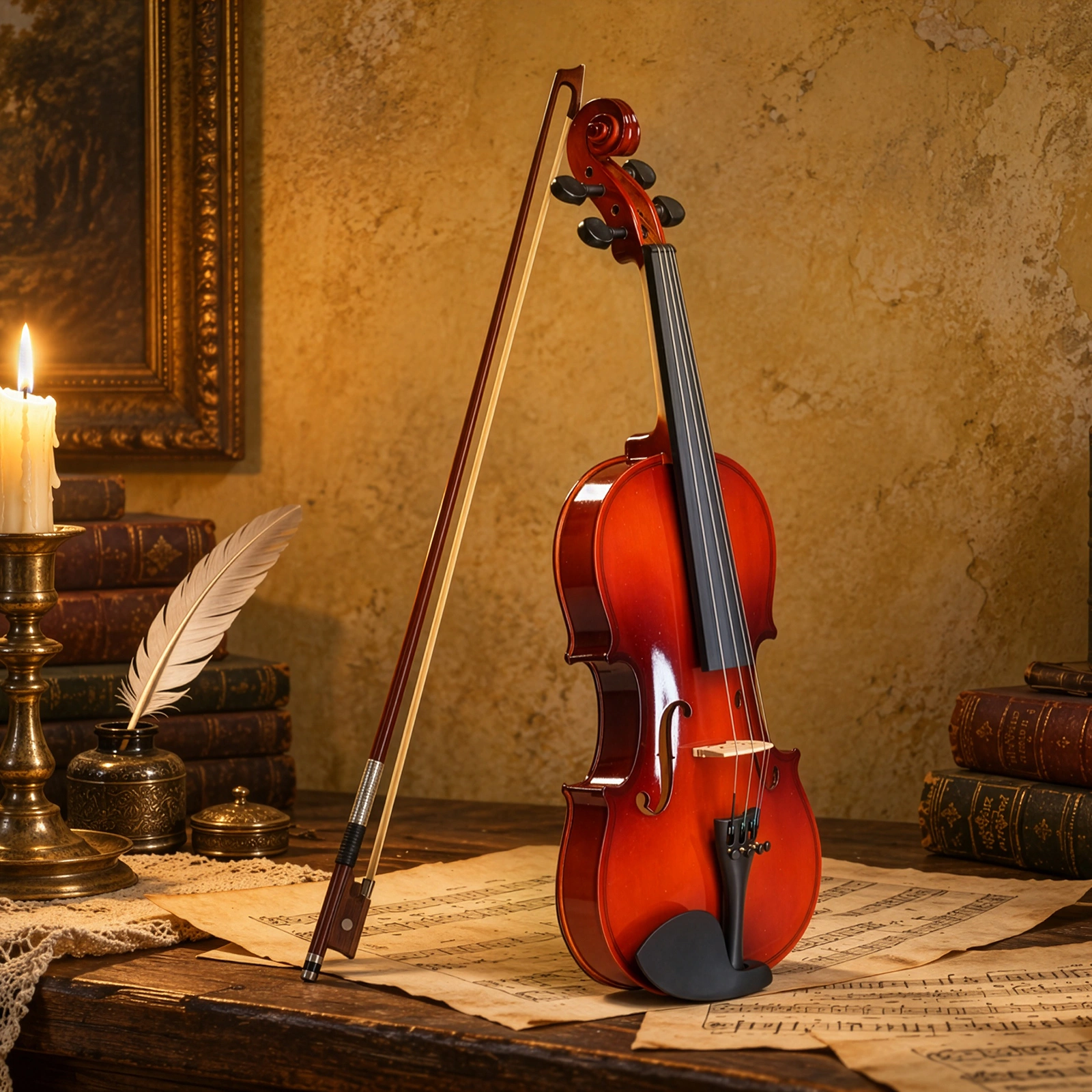 4/4 Full Size Violin for Beginners, Laminated Spruce Maple Wood, Red Varnish Finish, Complete Violin Set with Hard Case, Bow & Rosin view 10