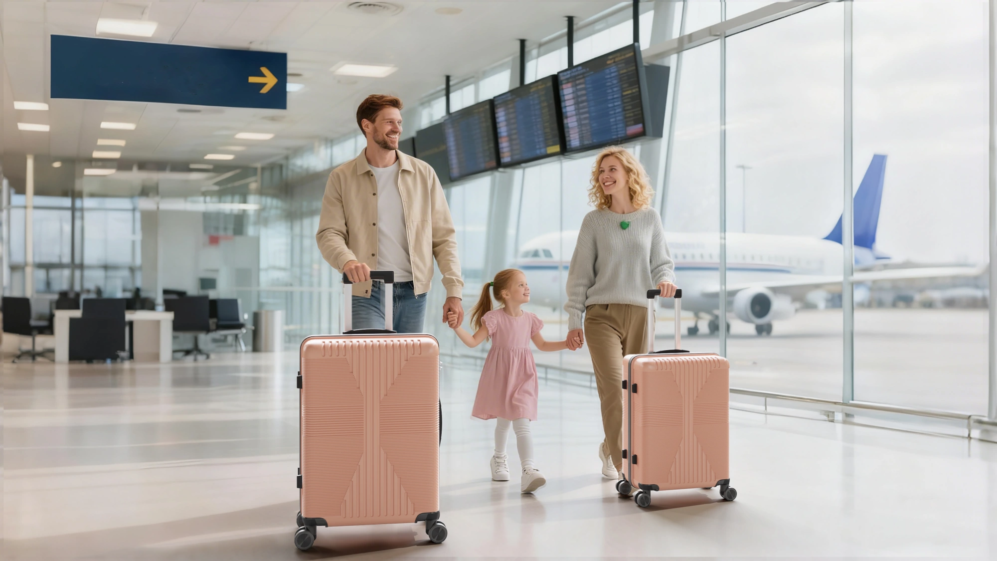 Non-TSA customs lock 3-in-1 PP trolley case, 20in, 24in, 28in PP rose gold view 11