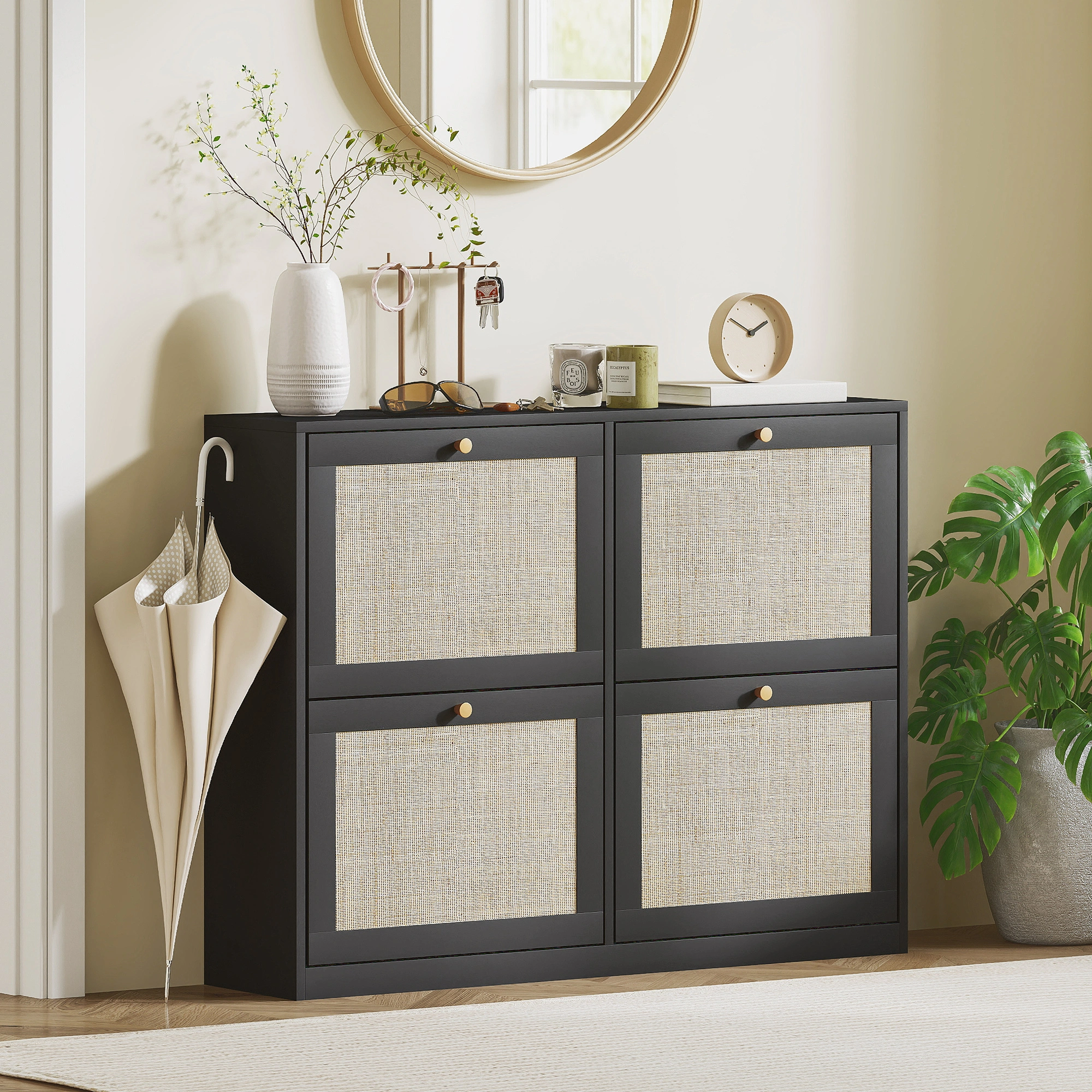 Shoe Storage Cabinet with Doors and Shelves for Entryway Hallway Organization view 3