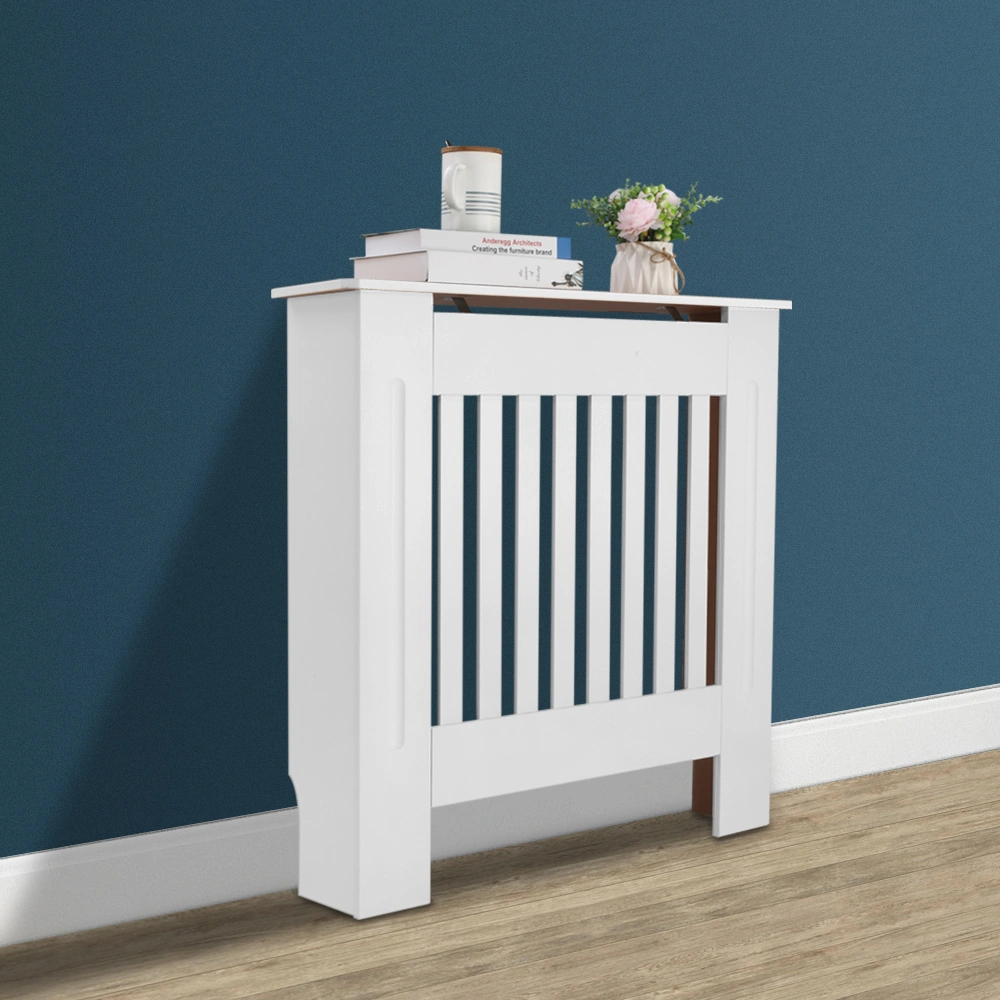 Traditional E1 MDF Radiator Cover, Vertical Stripe Ventilated Heater Screen, White Small view 2