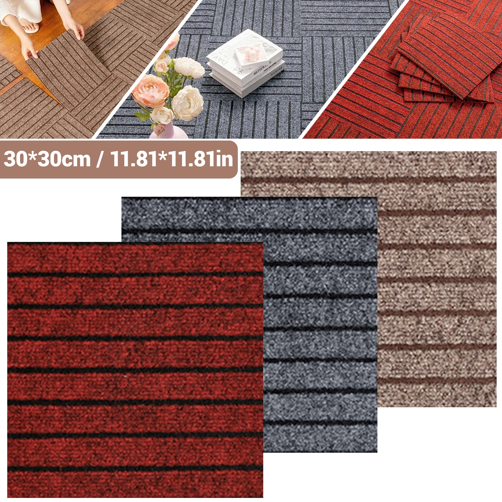 12"x 12" Carpet Tiles Soft Padded Floor Tiles Reusable Interlocking Rug Tiles for Bedroom Living Room Home Decor view 2