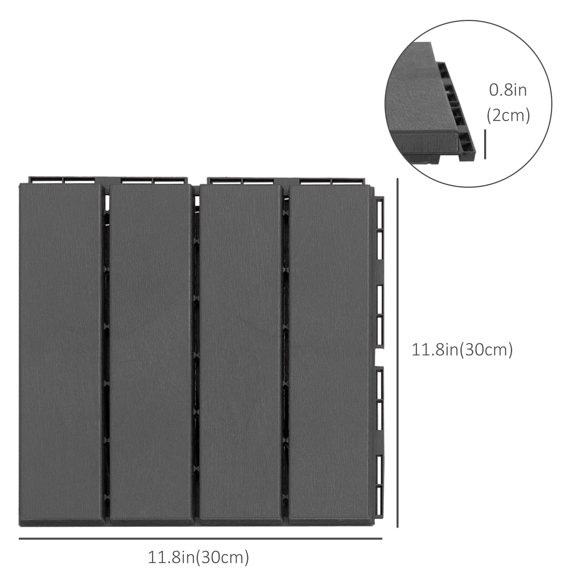 12" x 12" Interlocking Deck Tiles 9 PCS, Outdoor Patio Flooring Tiles, Teak Wood Look, AS Model view 2