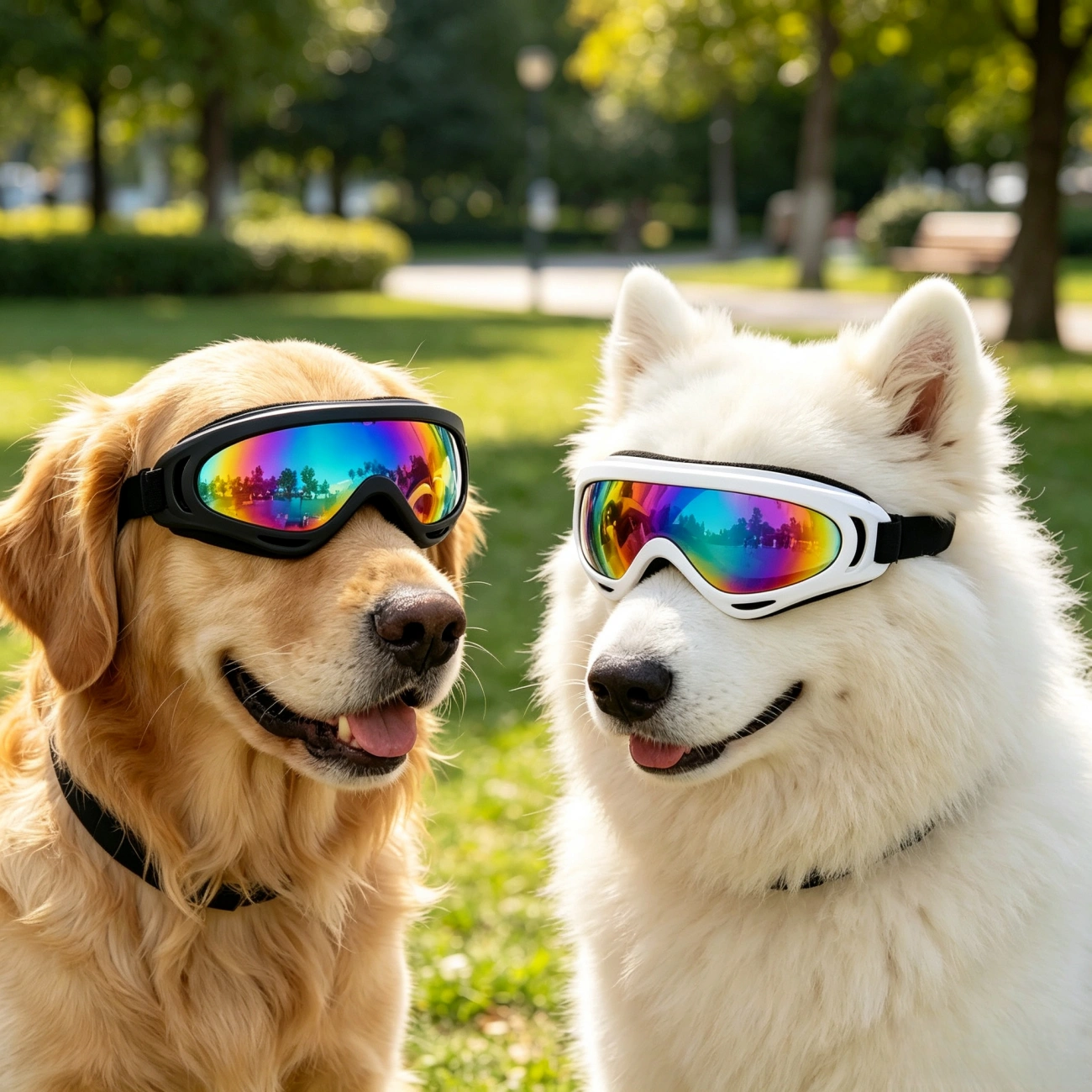 2 Pack Dog Goggles UV Protection, Adjustable Windproof Pet Sunglasses for Large & Small Dogs, Reusable Eye Safety Glasses with Soft Padding, Anti-Scratch Lens view 8