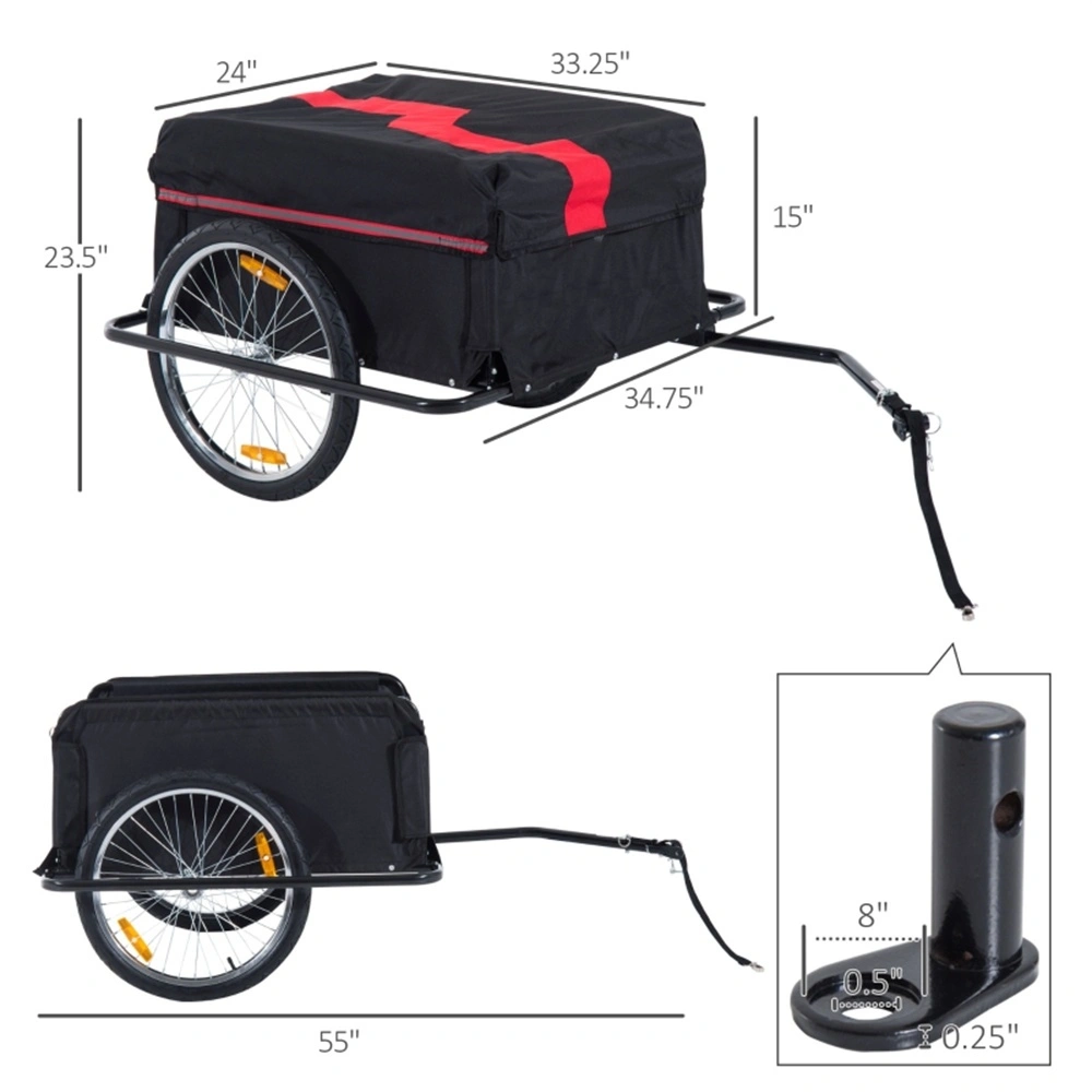 Utility Bicycle Cargo Cart, Foldable Trailer Wagon for Cycling, 50L Capacity, Waterproof Bike Bag Accessory, Easy-Attach Quick Release Mount view 3