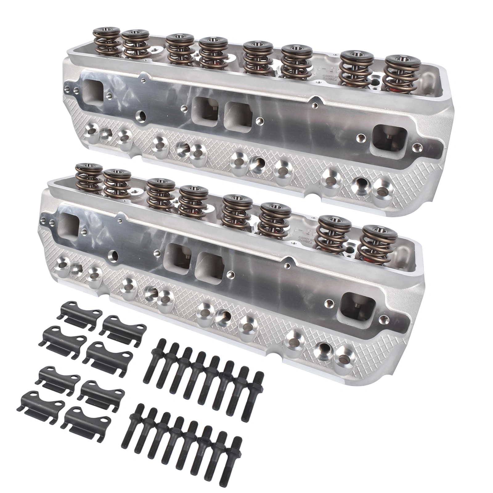 2Pcs Complete Cylinder Heads 129006601 for Small Block Chevy 350, 190cc Combustion Chamber 64cc, 2.02/1.60 Inch Valves, Straight view 2