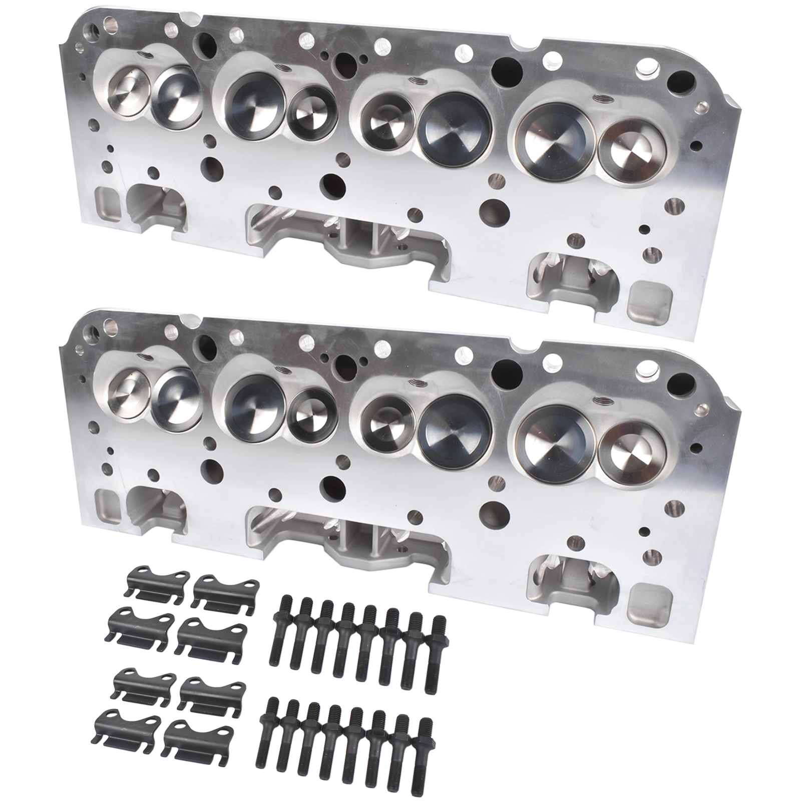 2Pcs Complete Cylinder Heads 129006601 for Small Block Chevy 350, 190cc Combustion Chamber 64cc, 2.02/1.60 Inch Valves, Straight view 3