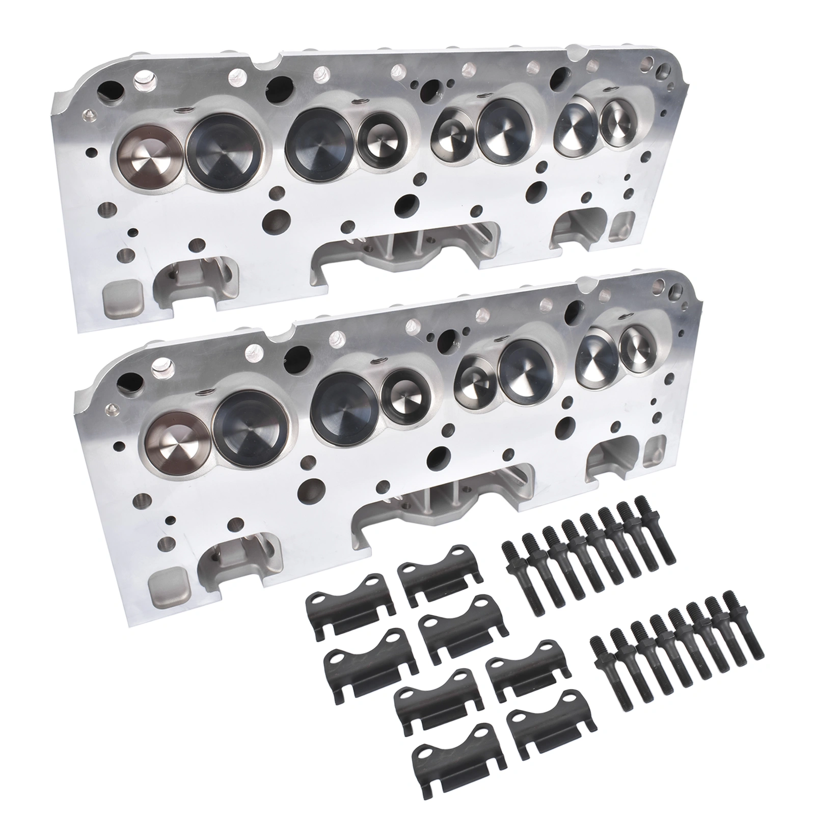 2Pcs Complete Cylinder Heads 129006601 for Small Block Chevy 350, 190cc Combustion Chamber 64cc, 2.02/1.60 Inch Valves, Straight view 5