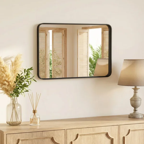 Anti-Fog Bathroom Wall Mirror – 36" x 36" Shatterproof Mirror with Rectangular Metal Frame, Black (Shipment from Walmart) view 6