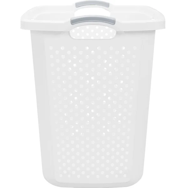 2.5 Bushel XL Plastic Laundry Basket, White, 2 Pack view 3