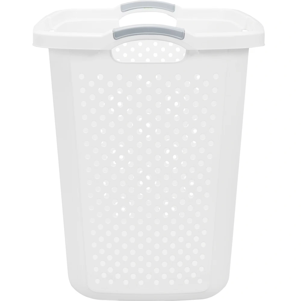 2.5 Bushel XL Plastic Laundry Basket, White, 2 Pack view 3