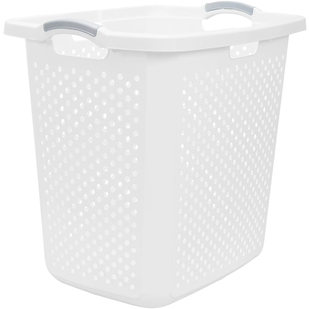 2.5 Bushel XL Plastic Laundry Basket, White, 2 Pack view 5