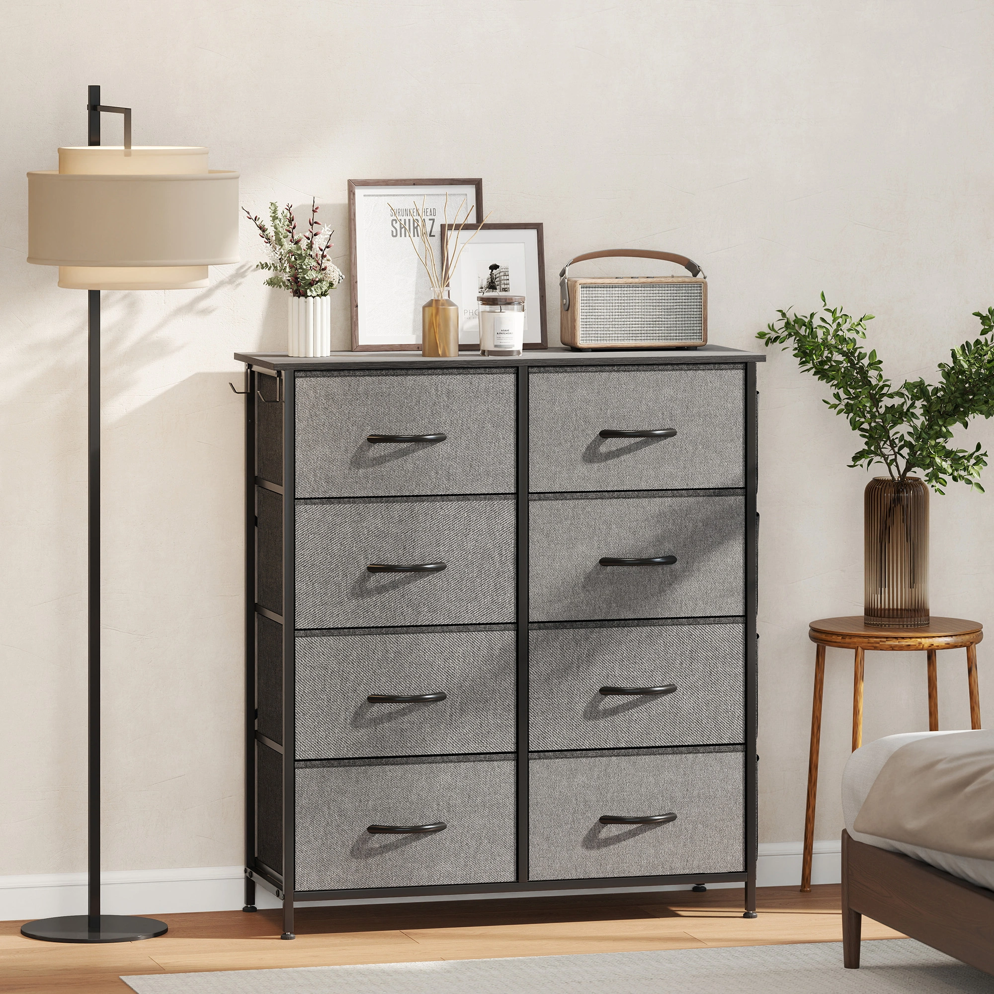 Wood Storage Cabinet with Drawers, Large Capacity Dresser Organizer, Versatile Home Storage Solution