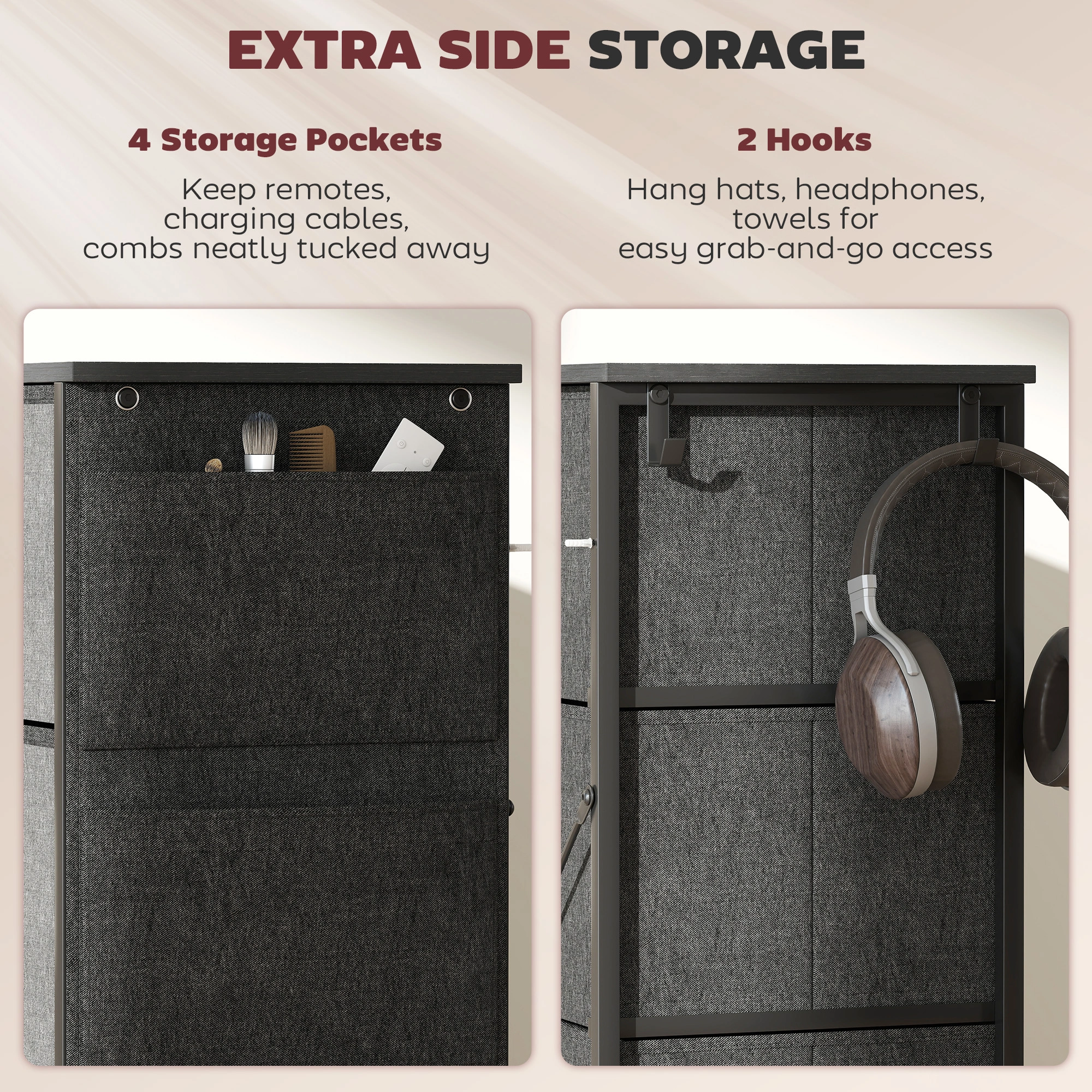 Wood Storage Cabinet with Drawers, Large Capacity Dresser Organizer, Versatile Home Storage Solution view 5