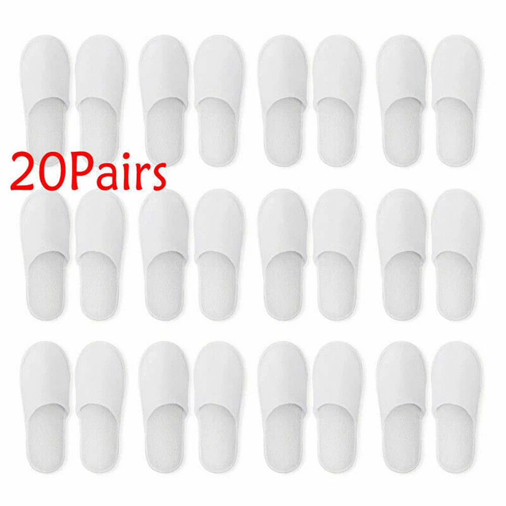 20 Pairs Disposable Terry Towel Slippers Closed Toe Bulk Pack for Spa Hotel Guests Party Favors 127 characters view 4