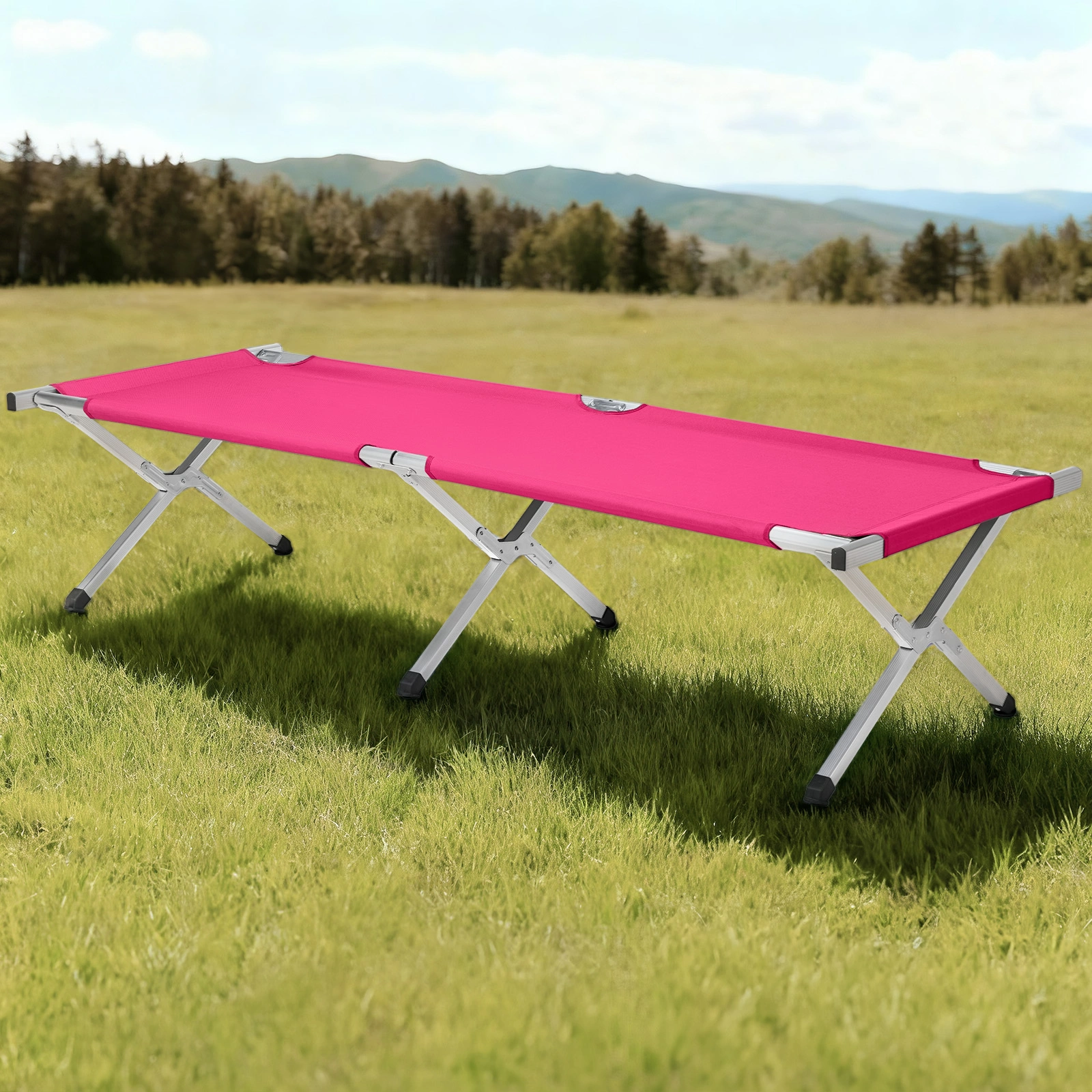 Portable Folding Camping Cot with Carrying Bag Army Pink view 8