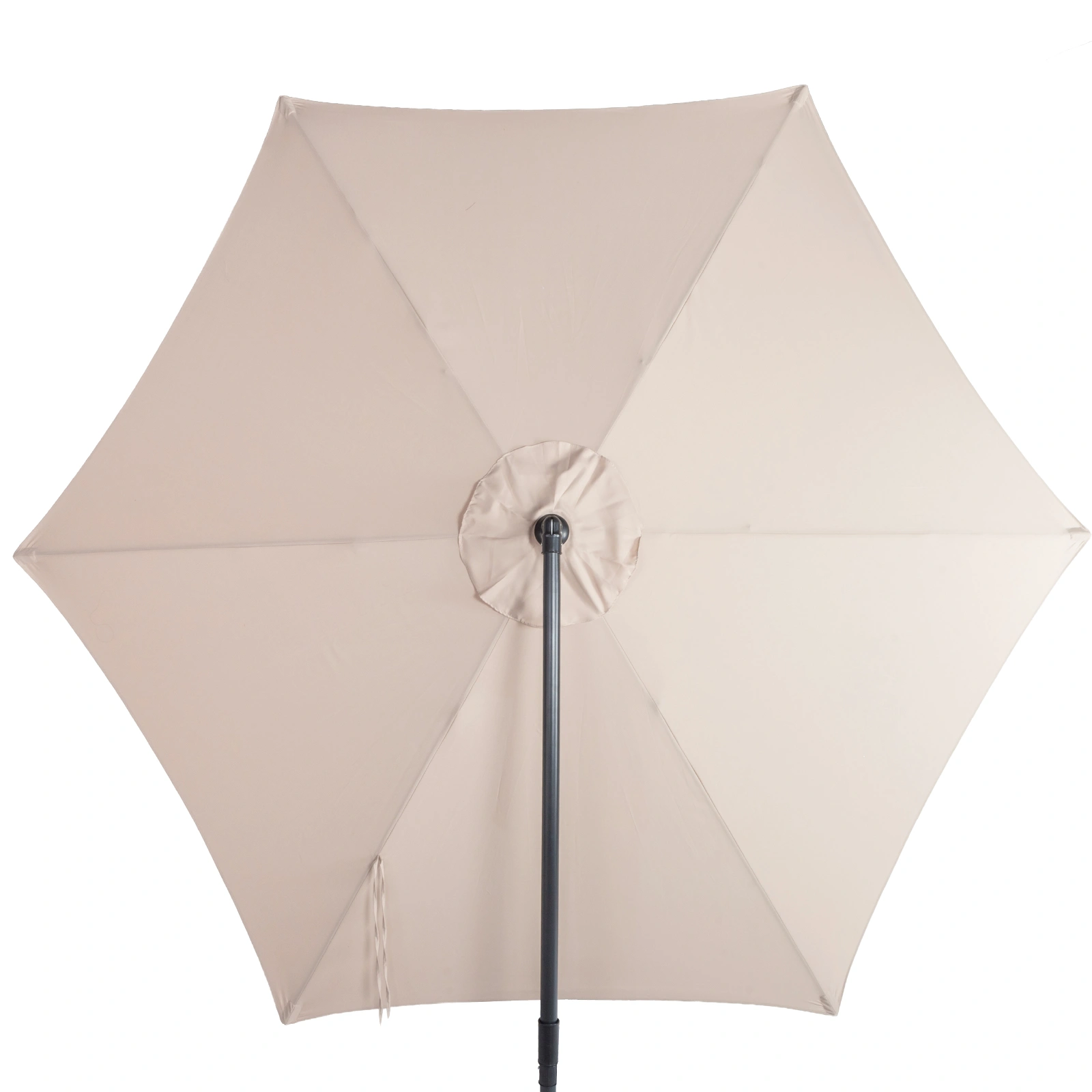 10FT Round Offset Patio Umbrella, Banana Hanging Cantilever Umbrella with 60° Adjustable Angle, Crank System, Cross Base & Pole Sleeve, UPF 50+ Waterproof Polyester Canopy, 6 Iron Ribs for Garden Deck Backyard, Khaki view 4