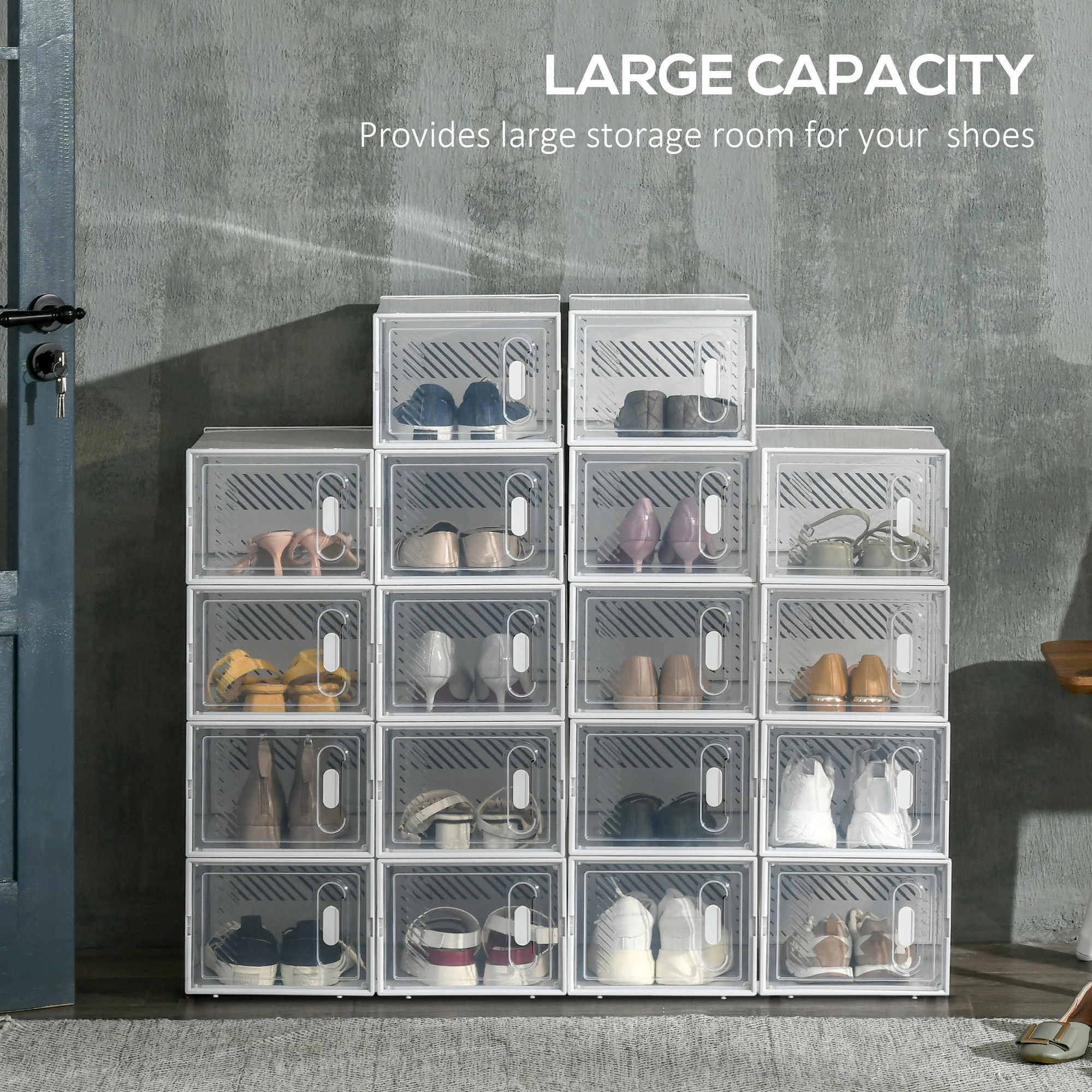 Shoe Storage Cabinet 12 Pairs, 3-Tier Entryway Shoe Organizer with Doors, Hallway Shoe Rack Cabinet