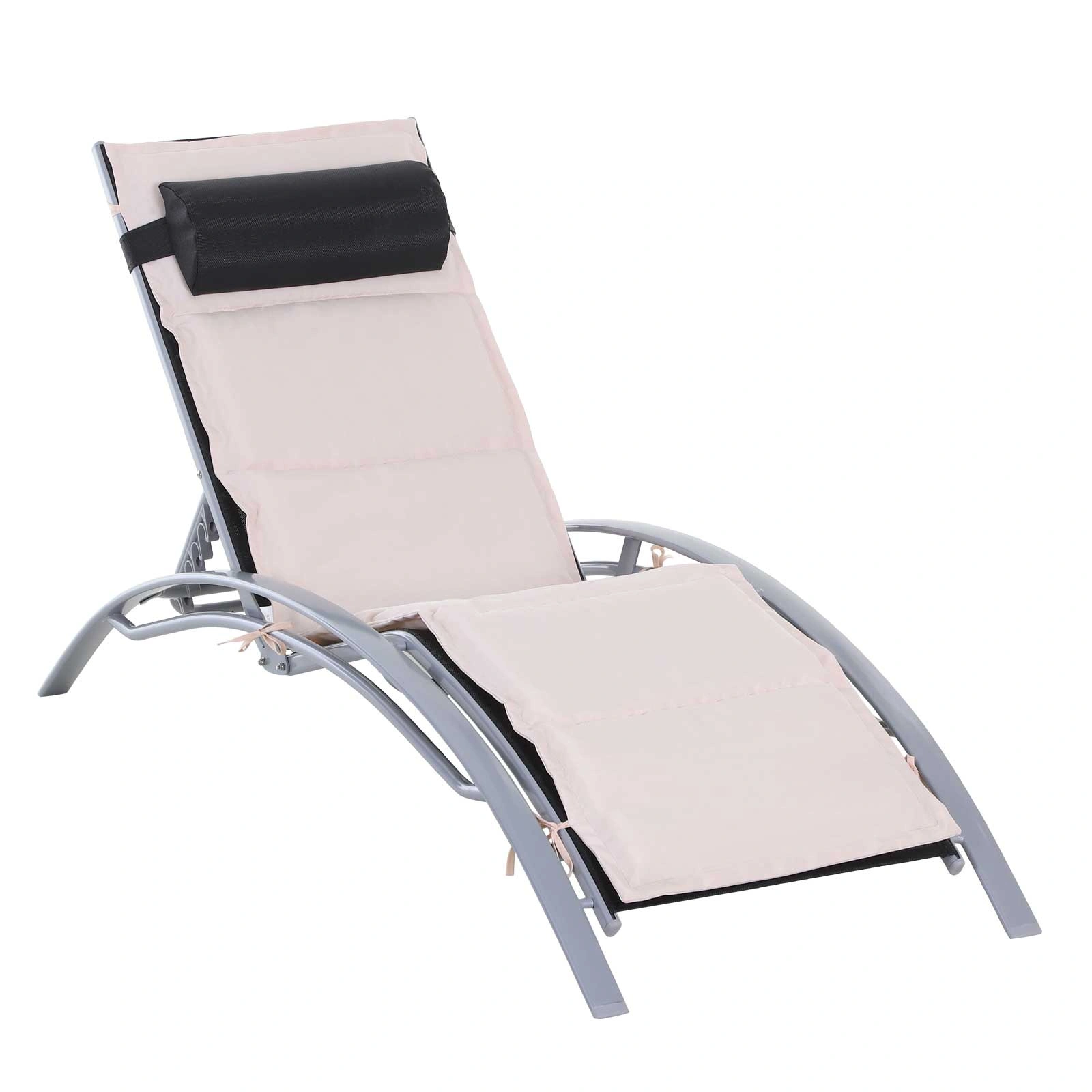Outdoor Reclining Folding Lounge Chair, Heavy Duty Steel Frame Rocking Chair with Cup Holder, Portable Zero Gravity Chair for Patio Deck Garden Pool view 3