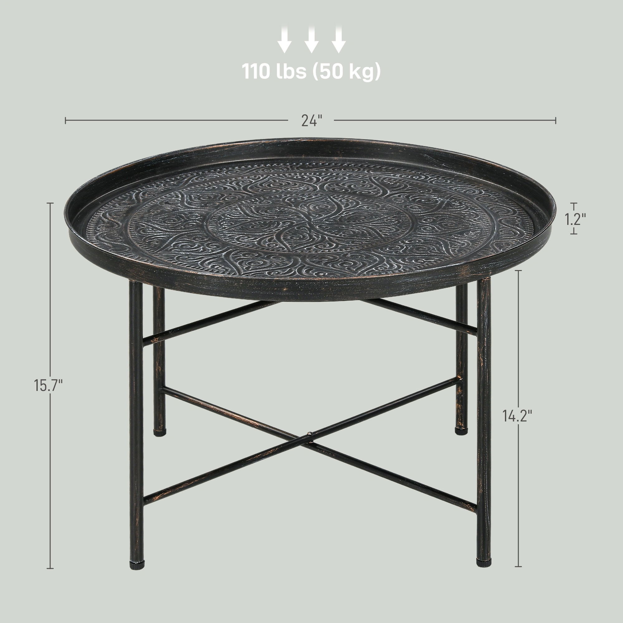 Indoor Outdoor Rattan Coffee Table, Wicker Weave Accent Table for Living Room Bedroom view 2