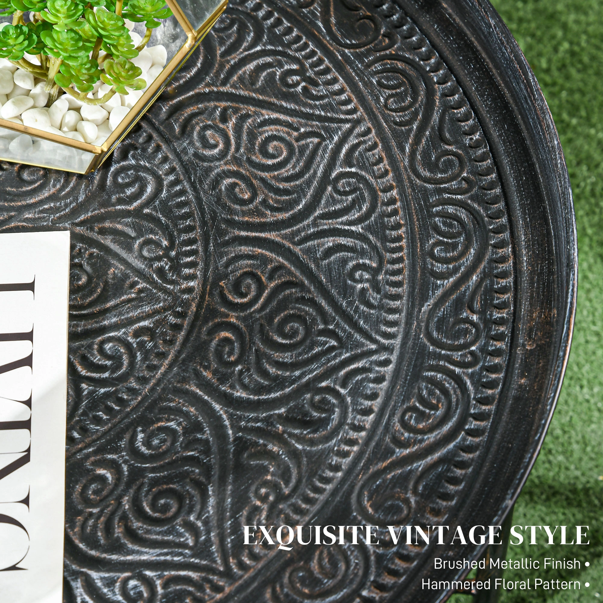 Indoor Outdoor Rattan Coffee Table, Wicker Weave Accent Table for Living Room Bedroom view 3