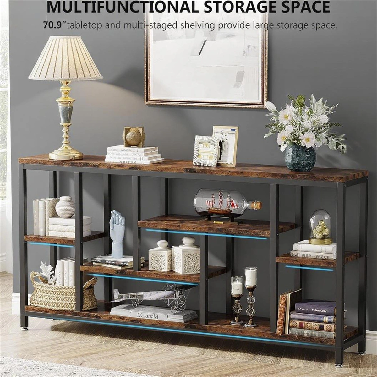 Long Console Table for Living Room, Slim Sofa Table against Wall, Entryway Hallway Table with Elegant Design view 6