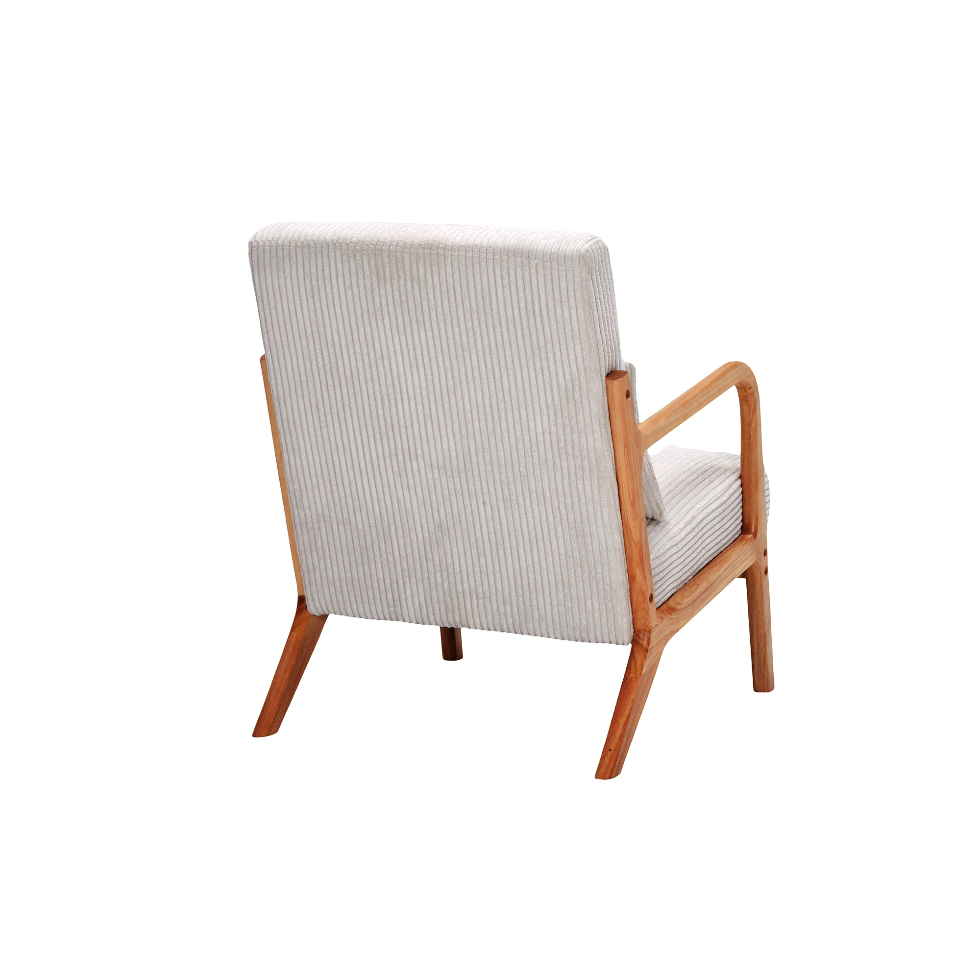 Mid-Century Modern Accent Chair with Pillow, Upholstered Arm Chair, Solid Wood Frame Living Room Bedroom Balcony Chair - Beige view 11
