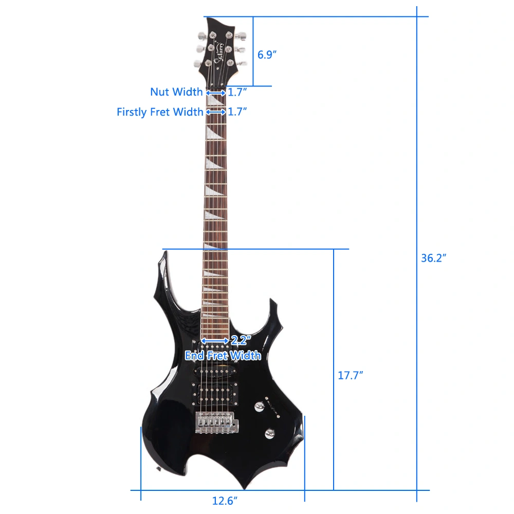 Black Flame Electric Guitar Strap HSH Pickup Shaped Strap w/Picks, Cable & Wrench Tool view 3