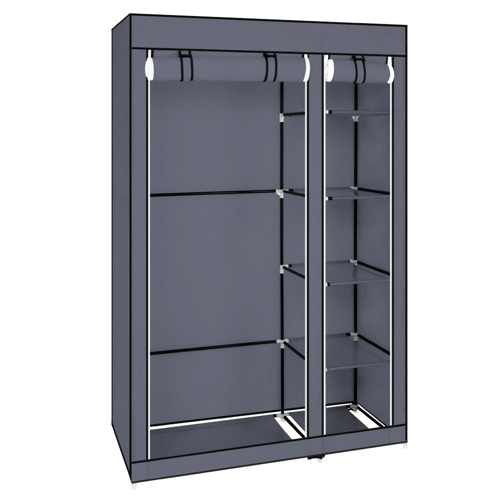 67" Portable Clothes Closet Wardrobe with Non-woven Fabric and Hanging Rod Quick and Easy to Assemble Gray view 10