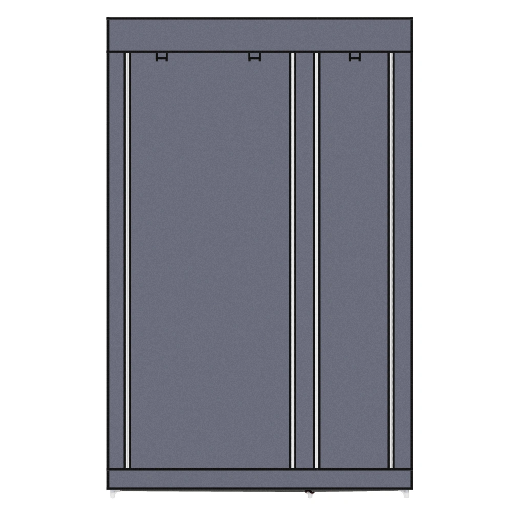 67" Portable Clothes Closet Wardrobe with Non-woven Fabric and Hanging Rod Quick and Easy to Assemble Gray view 11