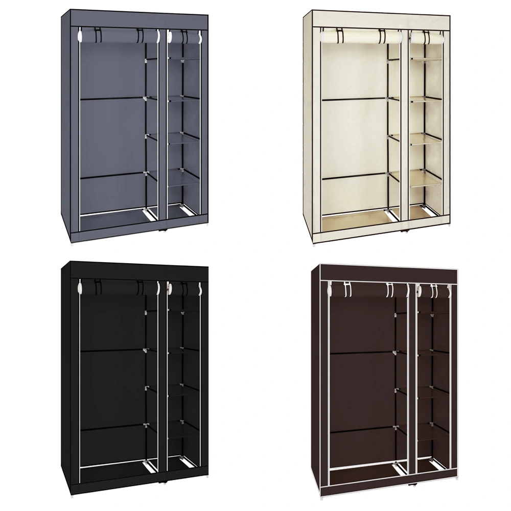 67" Portable Clothes Closet Wardrobe with Non-woven Fabric and Hanging Rod Quick and Easy to Assemble Gray view 15