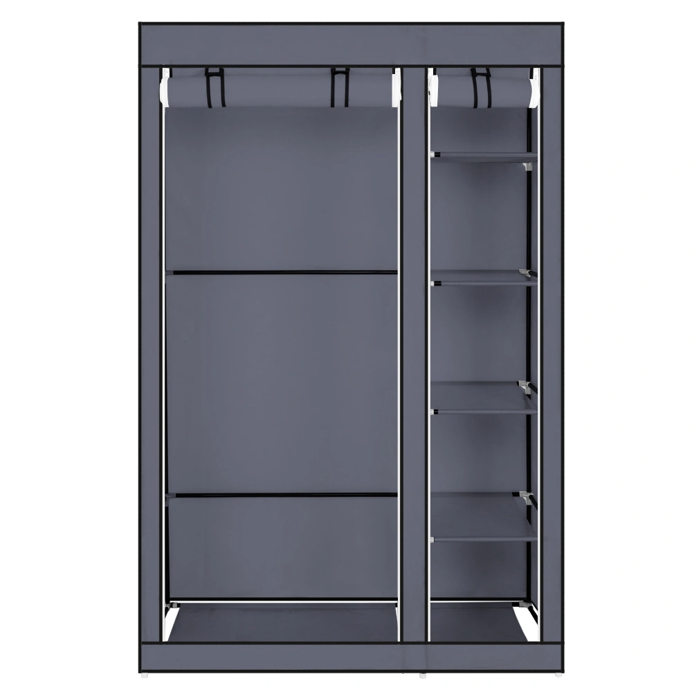 67" Portable Clothes Closet Wardrobe with Non-woven Fabric and Hanging Rod Quick and Easy to Assemble Gray view 7