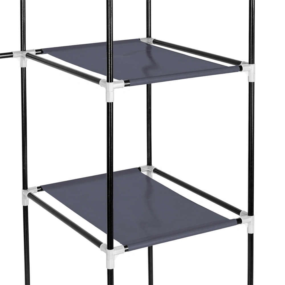 67" Portable Clothes Closet Wardrobe with Non-woven Fabric and Hanging Rod Quick and Easy to Assemble Gray view 9