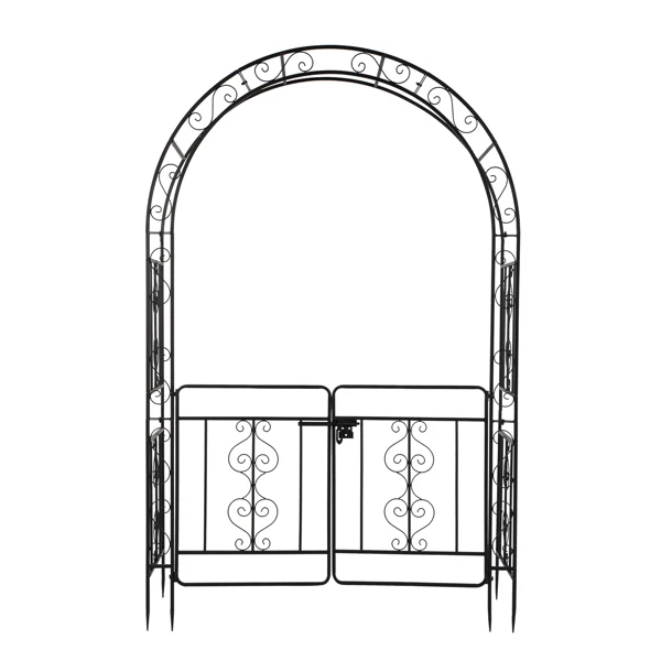 134.5*58.5*213cm Arc Roof Double Layer With Door Wrought Iron Iron Arch Courtyard Black view 6