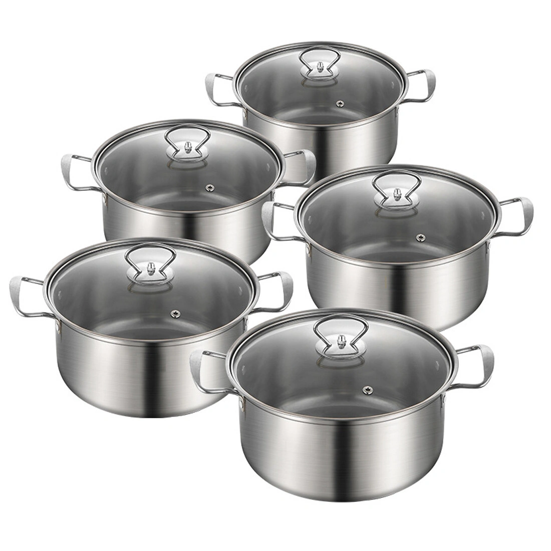 5-Piece Stainless Steel Induction Cookware Set, Non-Stick Pots and Pans with Lids, All Stove Compatible view 3