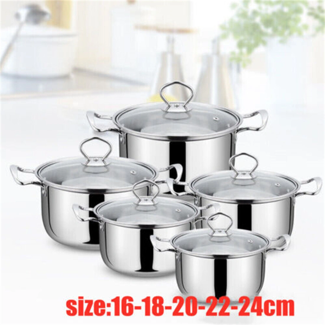 5-Piece Stainless Steel Induction Cookware Set, Non-Stick Pots and Pans with Lids, All Stove Compatible view 4