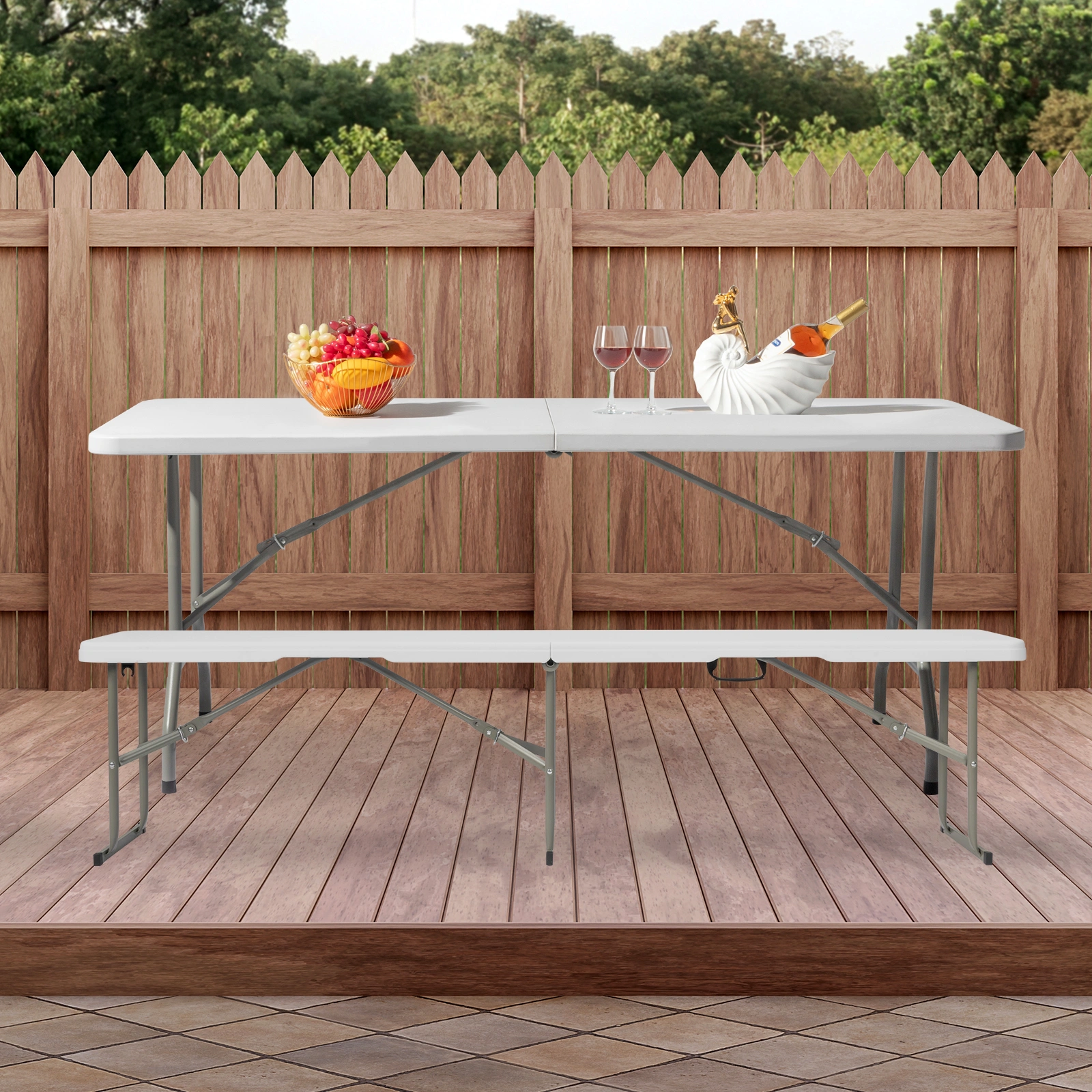 6FT Outdoor Courtyard Foldable Bench view 20