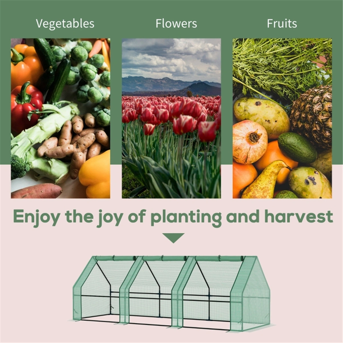 Mini Walk-in Greenhouse, Portable Garden Tent, Outdoor Plant Propagation Shelter with Zipper Door, Sturdy Frame, UV-Resistant PE Fabric