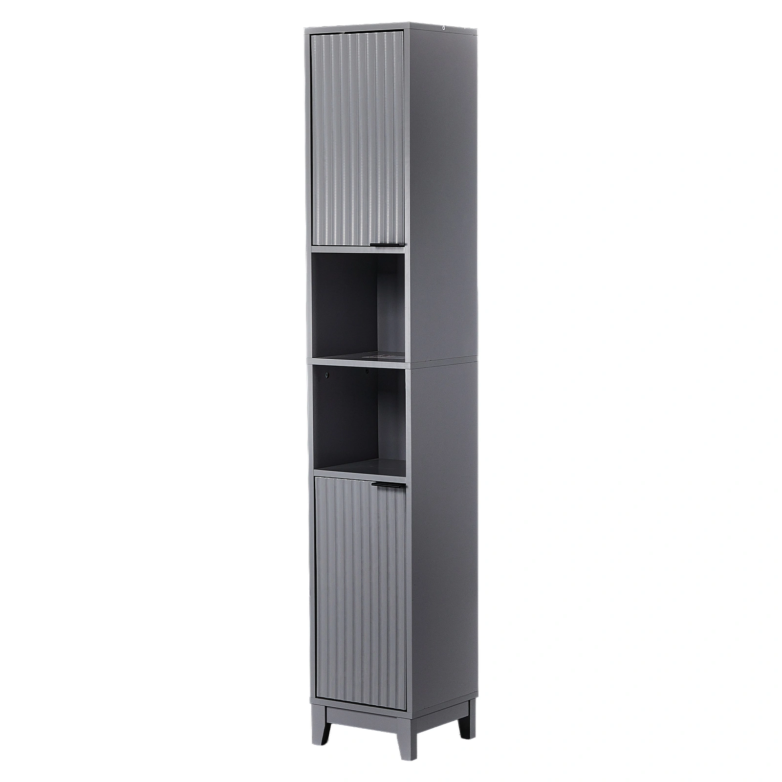 Gray particleboard with melamine veneer and MDF grid vacuum forming, 30*28*170cm, two doors and two shelves, bathroom vanity