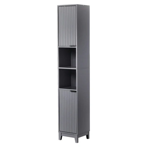 Gray particleboard with melamine veneer and MDF grid vacuum forming, 30*28*170cm, two doors and two shelves, bathroom vanity