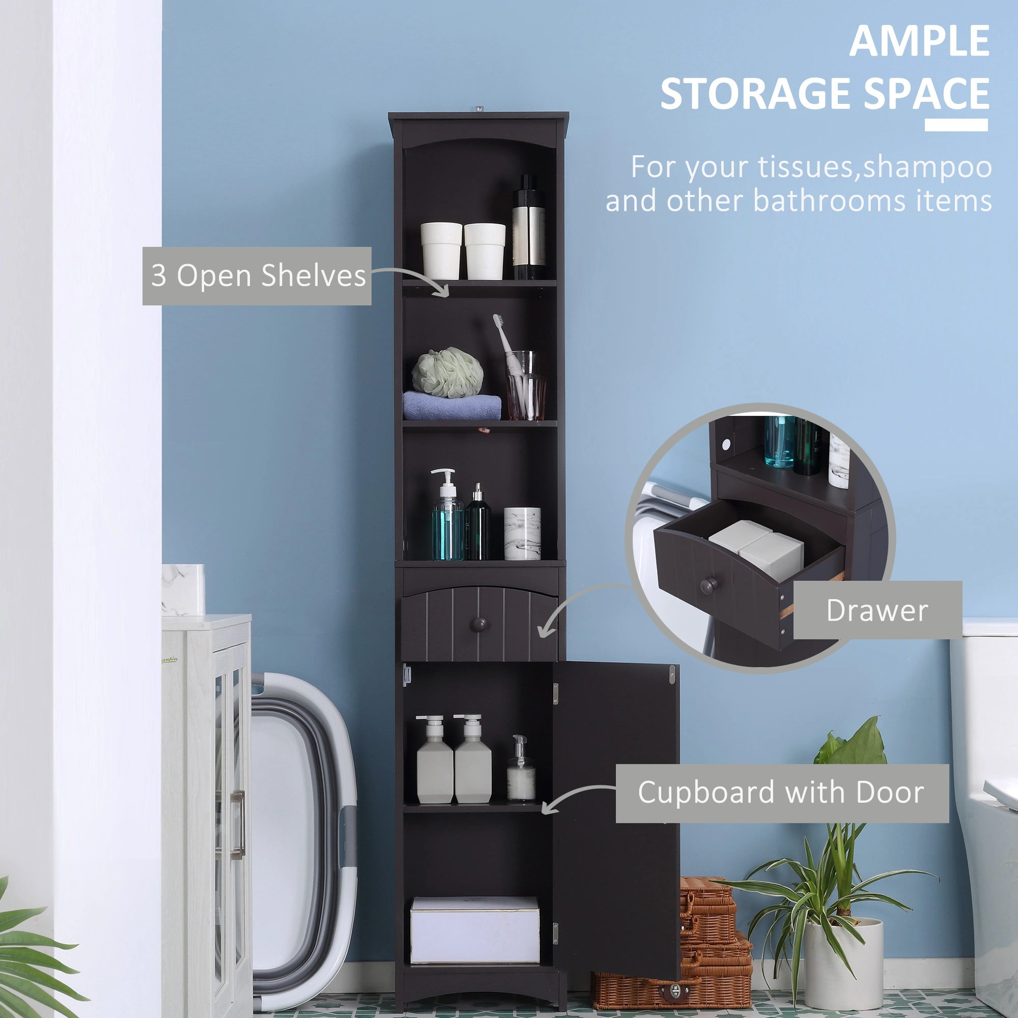 Bathroom Cabinet, Wall-Mounted Storage Console with Shelf, Compact Vanity Organizer view 3