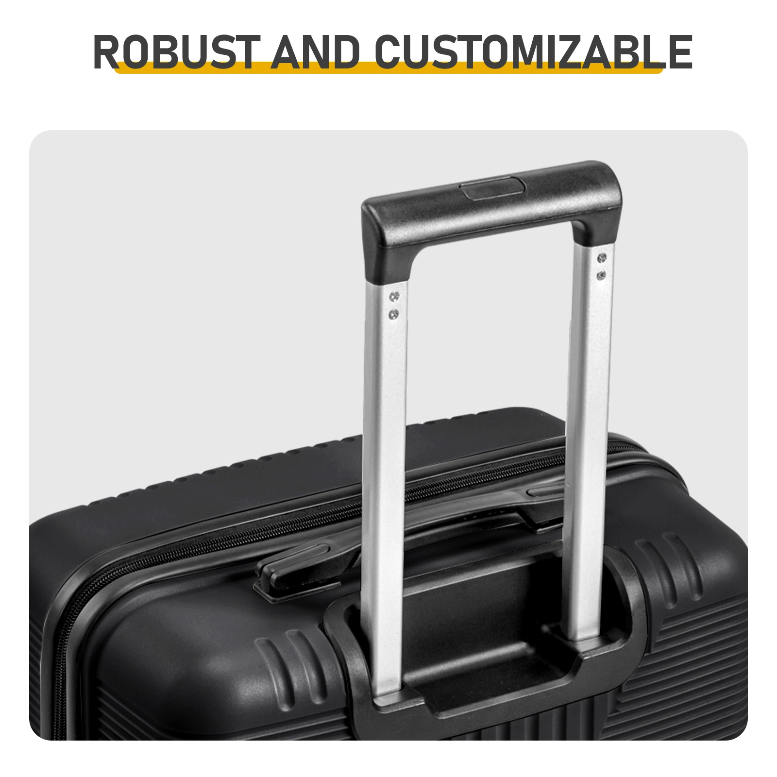 PP Trolley Case 20in 24in 28in 3PCS Suitcase Set Black view 6