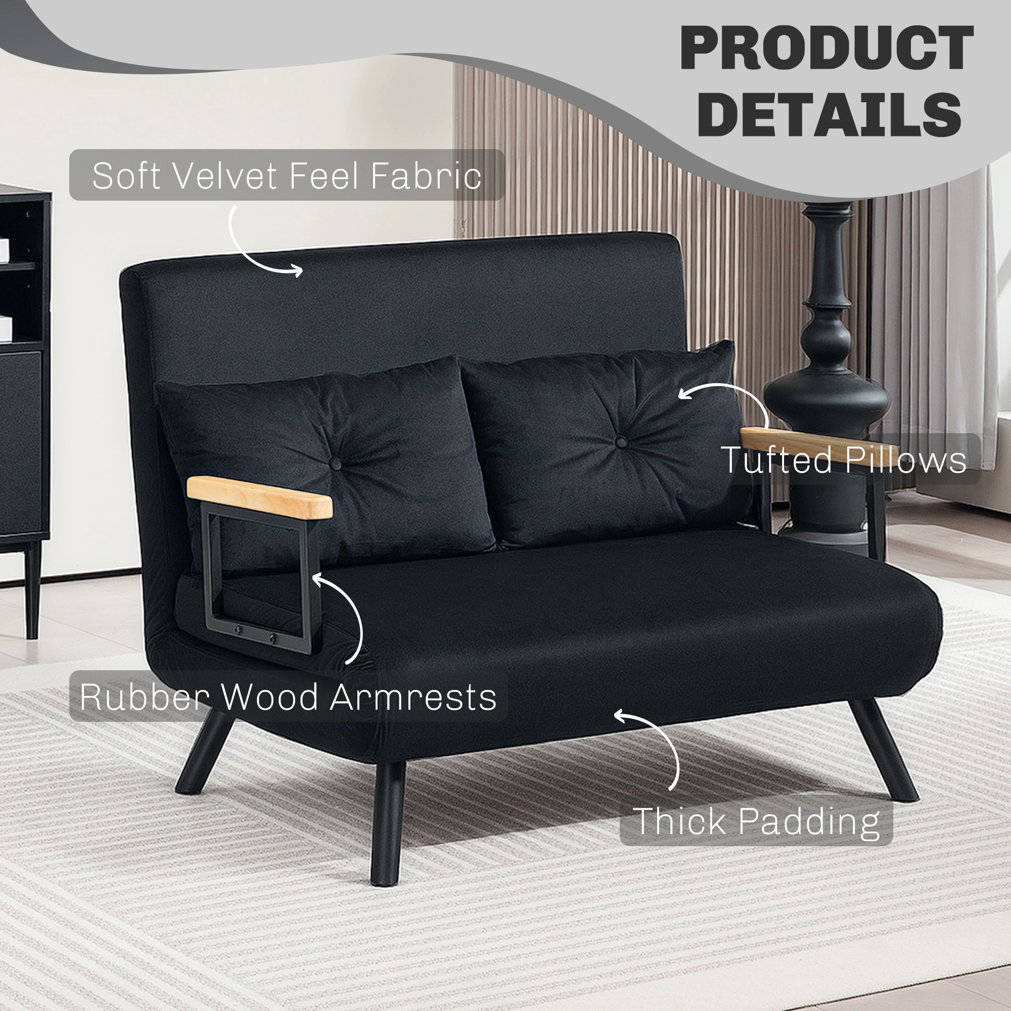 Modern Sofa Chair with Soft Cushioned Seat, Compact Accent Chair for Living Room Bedroom view 4