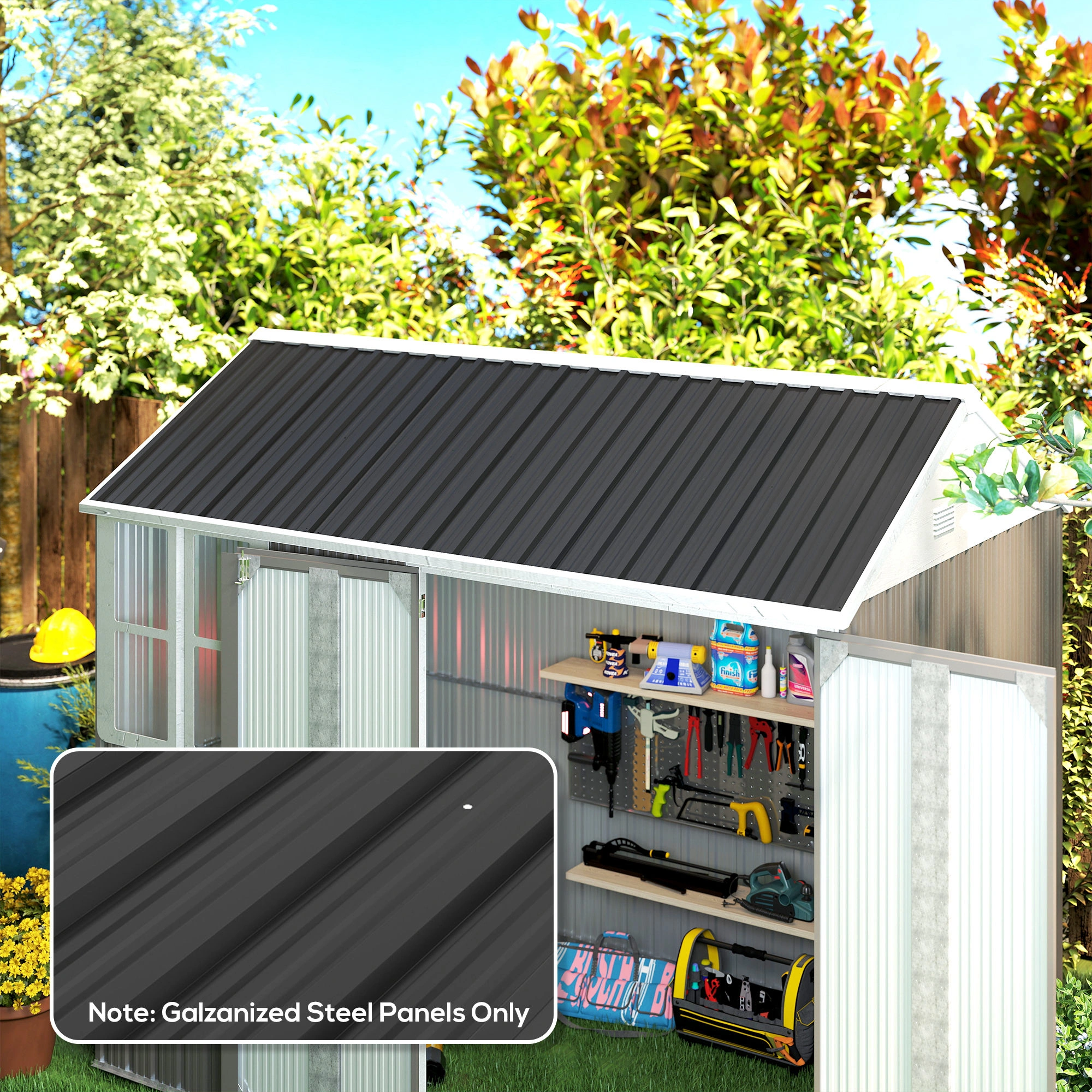 Corrugated Steel Roof Sheet Panels - Ribbed Metal Roofing Tiles, Durable Corrugated Steel Sheets