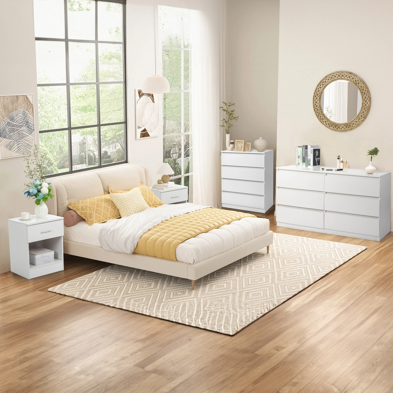 Wood Simple 4-Drawer Dresser White view 4