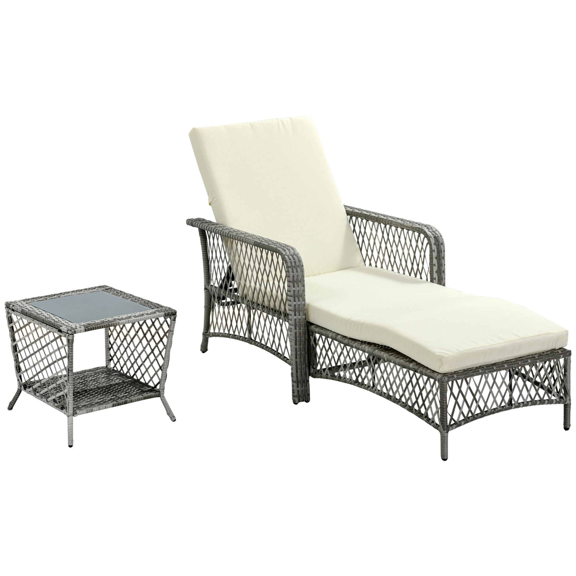 Folding Lounge Chair Rocking Chair Outdoor Portable Recliner with Cup Holder