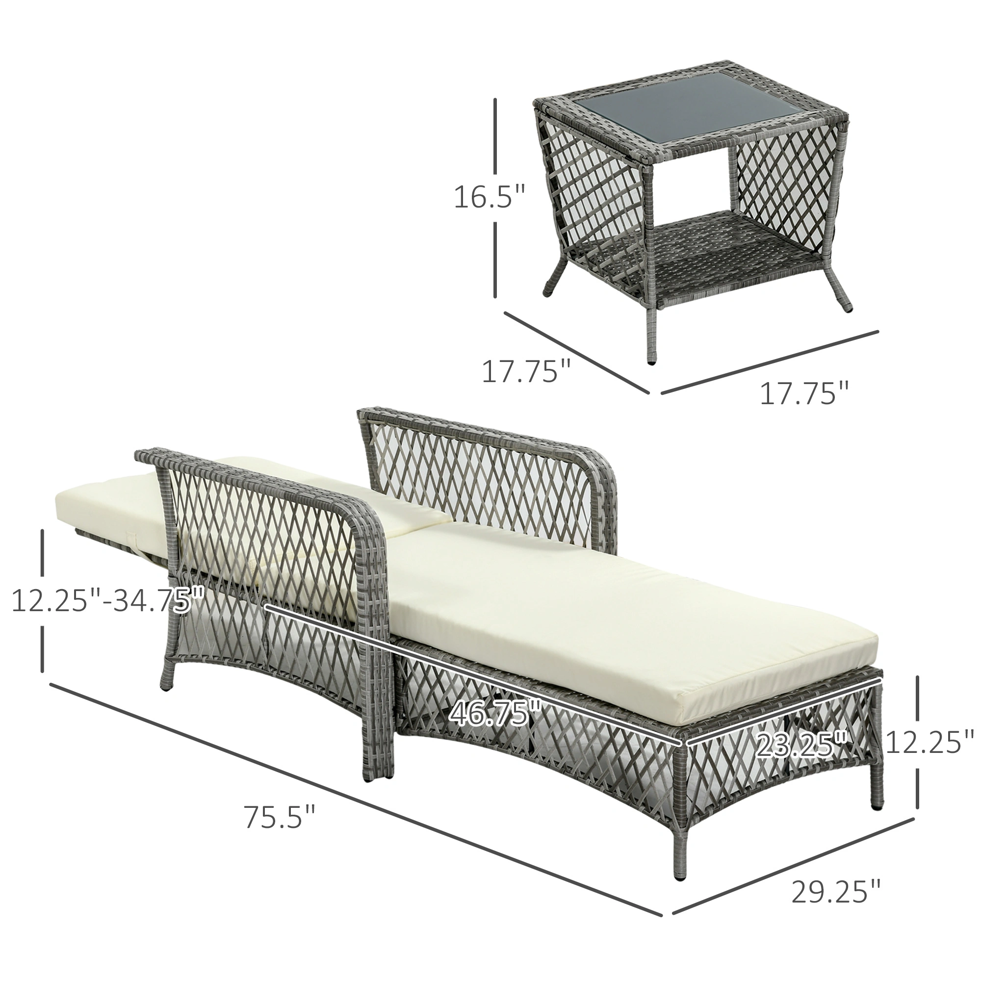 Folding Lounge Chair Rocking Chair Outdoor Portable Recliner with Cup Holder view 2
