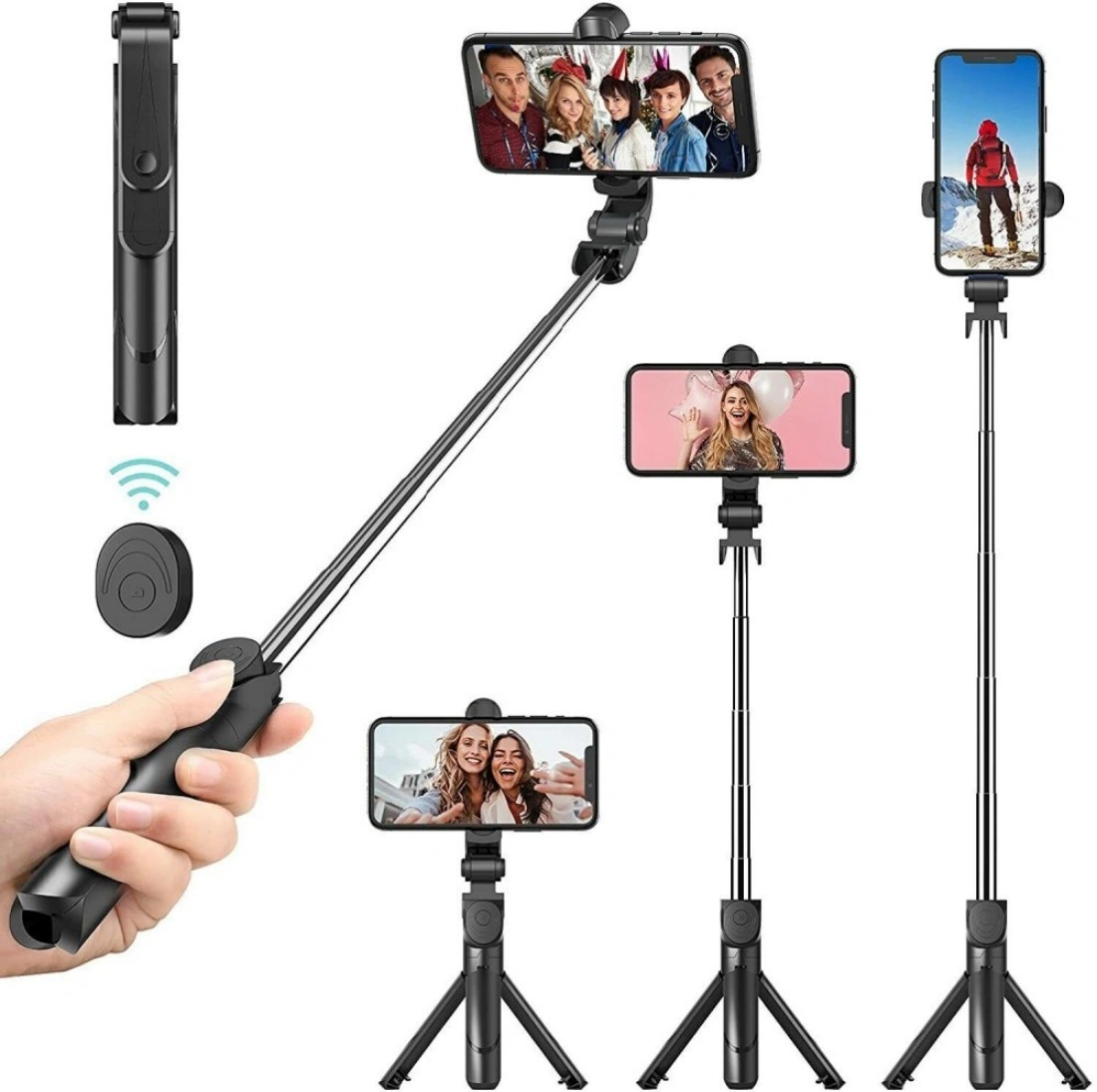 BLUETOOTH SELFIE TRIPOD TELESCOPIC MONOPOD WITH REMOTE - EXTENDABLE PHONE HOLDER STAND